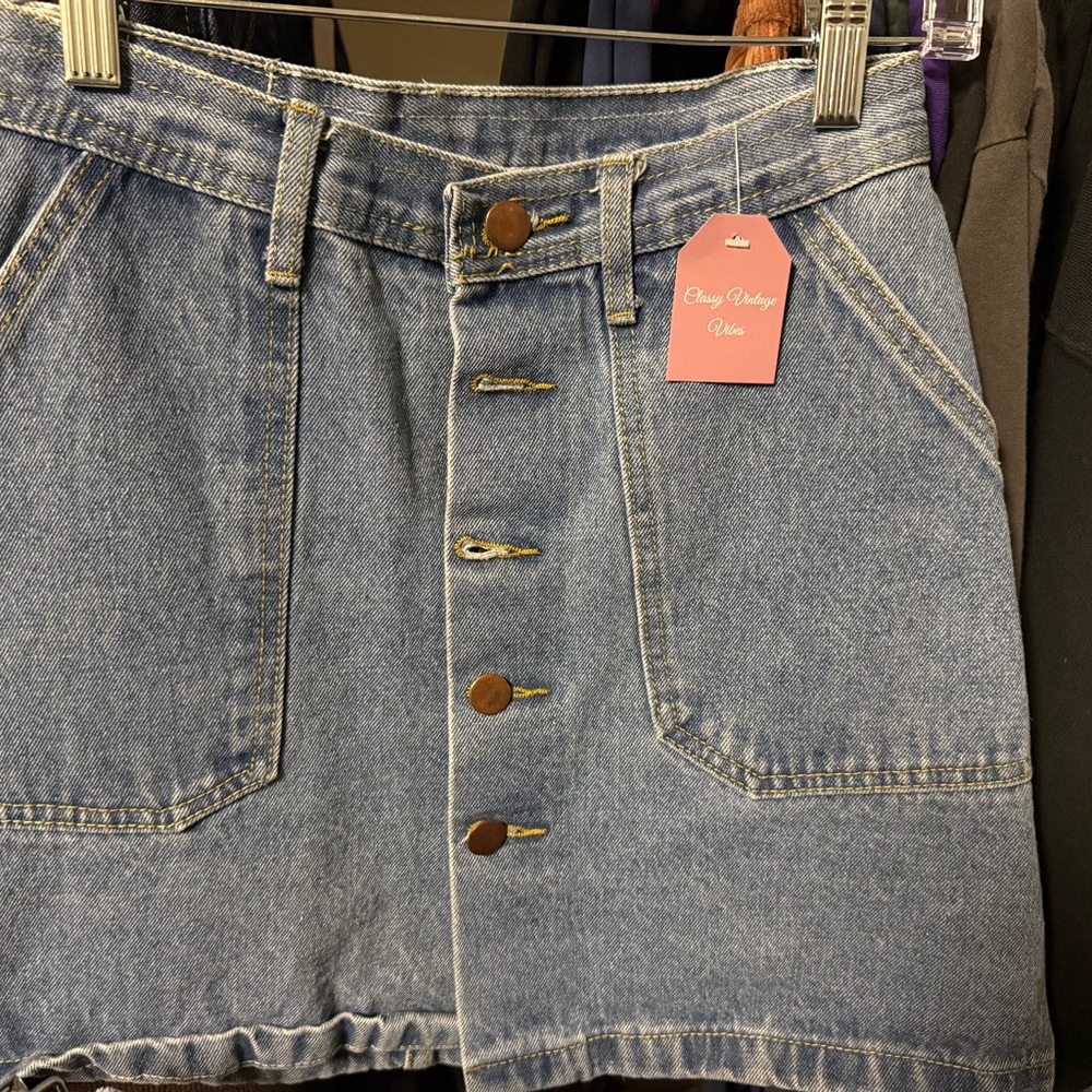 Denim Button-Up Skirt